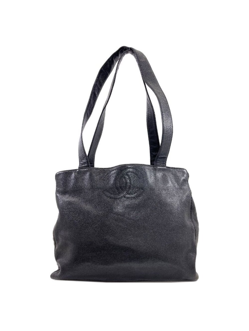 Chanel CC Logo Gold Tote Grained Calfskin